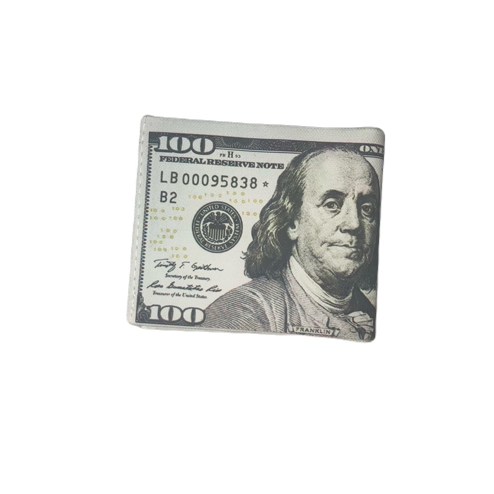 Madrags woMen's Money Clip Wallet - White/Gray $100 Print